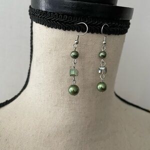 Handmade Elegant Green Beaded Earrings
